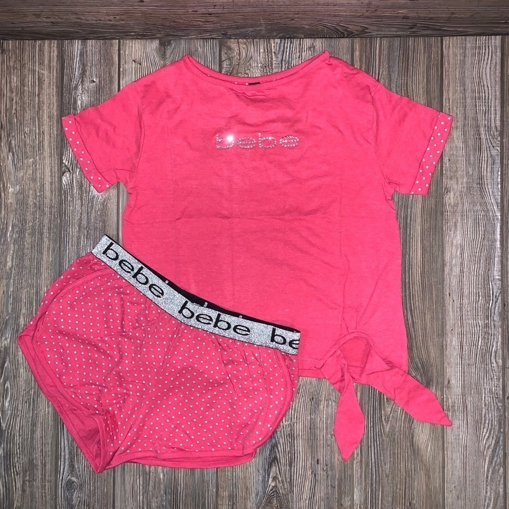 Bebe Pink Polka Dot Pajama Set
